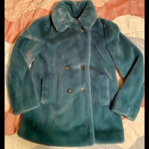 NWT 'CLOSED' "Jessa" faux fur double-breasted long pea coat